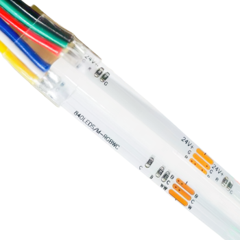 LUMSET® RGBCW COB LED Strip - 840 LEDs/m, DC24V, 12mm FPCB, 21W/m, 2700K-6500K Tunable White, Genuine 3M Tape