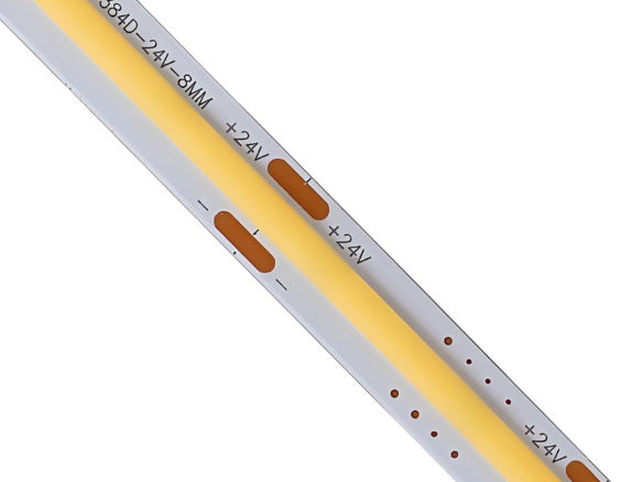 LUMSET® COB LED Strip – 384 LEDs:m, 5m Roll, No Voltage Drop, 24V, 2700K–6500K, CRI 90+, 8mm Width, 10W:m (Non panelized)